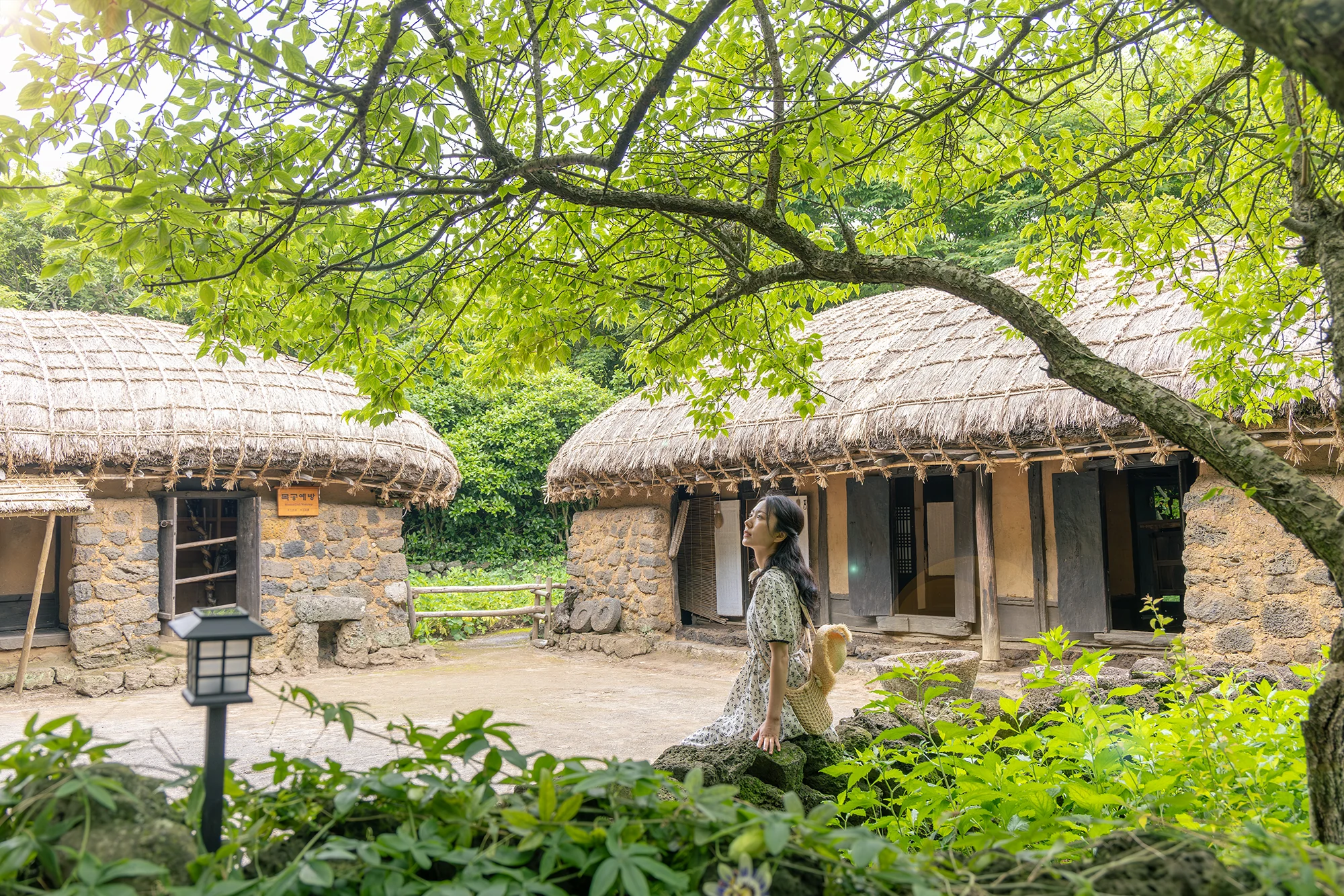 済州民俗村の伝統家屋と園内風景