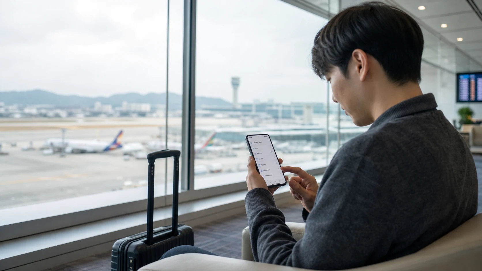空港でSamsungのスマホに韓国eSIMを設定